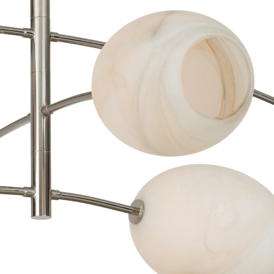 Artemis Chandelier-Alabaster Glass-Polished Nickel