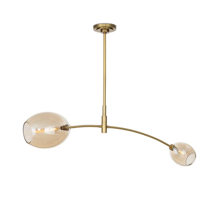 Artemis Pendant Double-Champagne Glass-Natural Brass