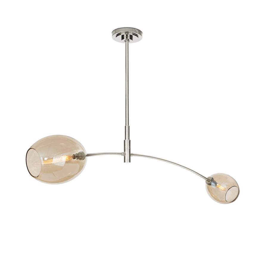 Artemis Pendant Double-Champagne Glass-Polished Nickel