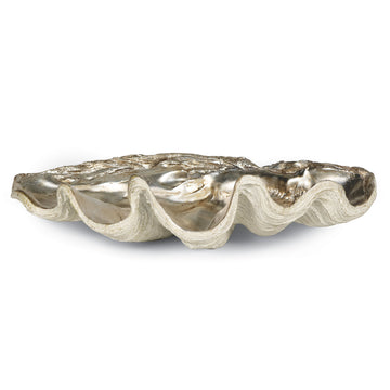 Clam Shell Bowl Large-Silver Leaf