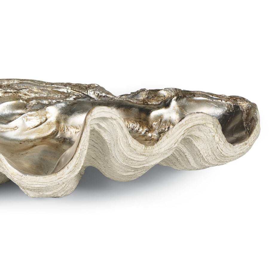 Clam Shell Bowl Large-Silver Leaf