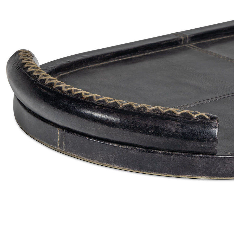 Forte Leather Tray Oval-Black