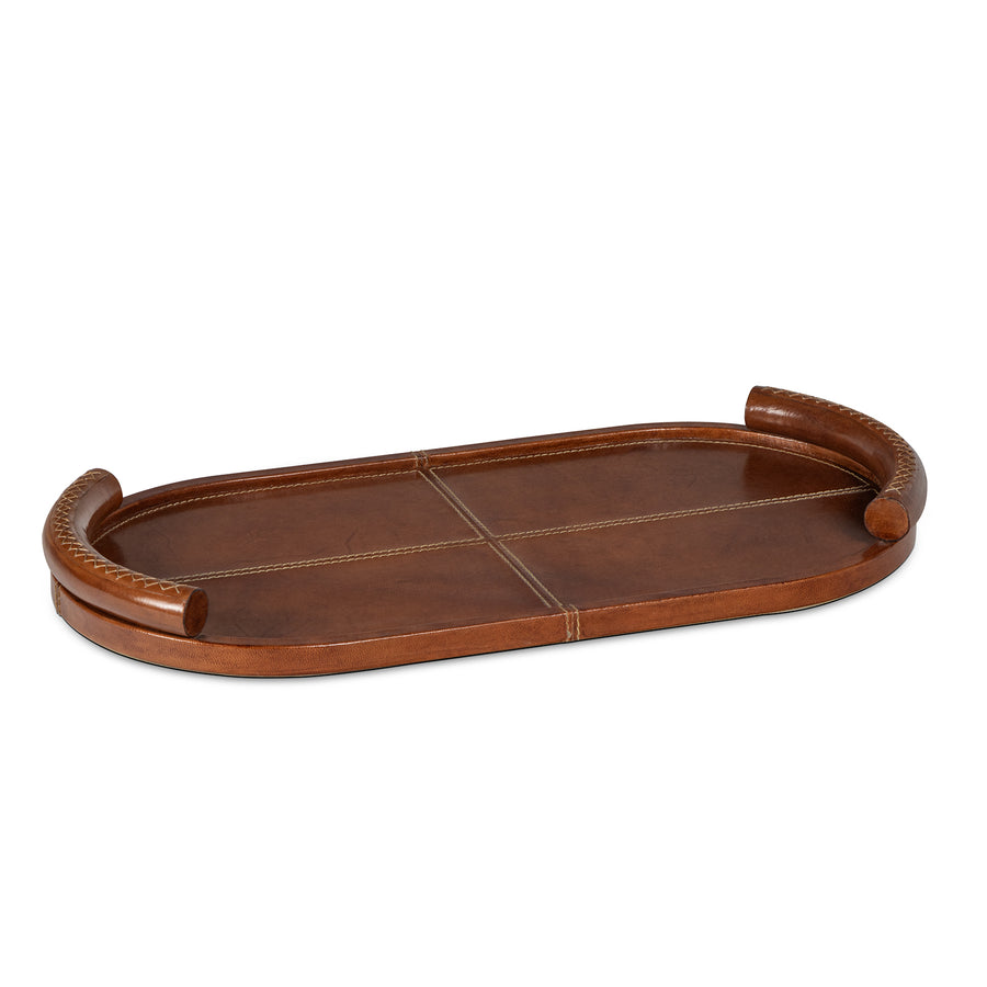 Forte Leather Tray Oval-Tan