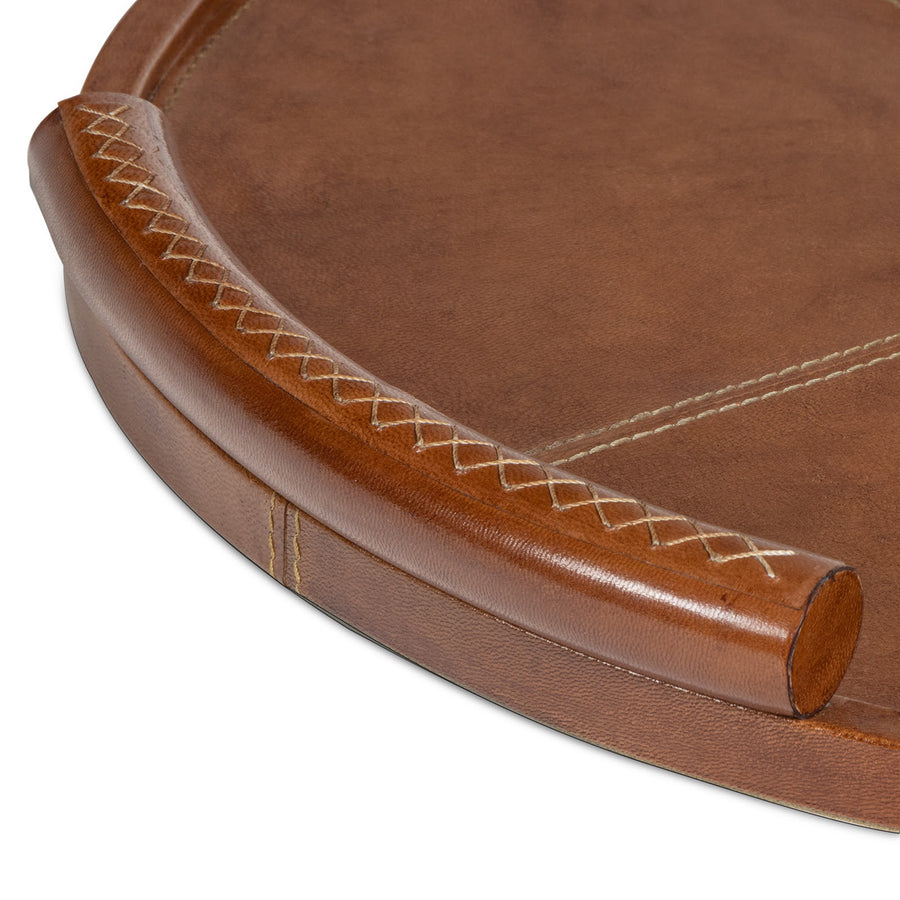 Forte Leather Tray Round-Tan