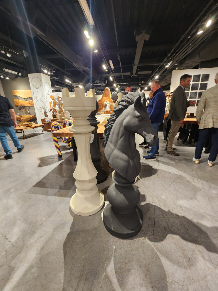 Rook Chess Sculpture Cast Stone Black