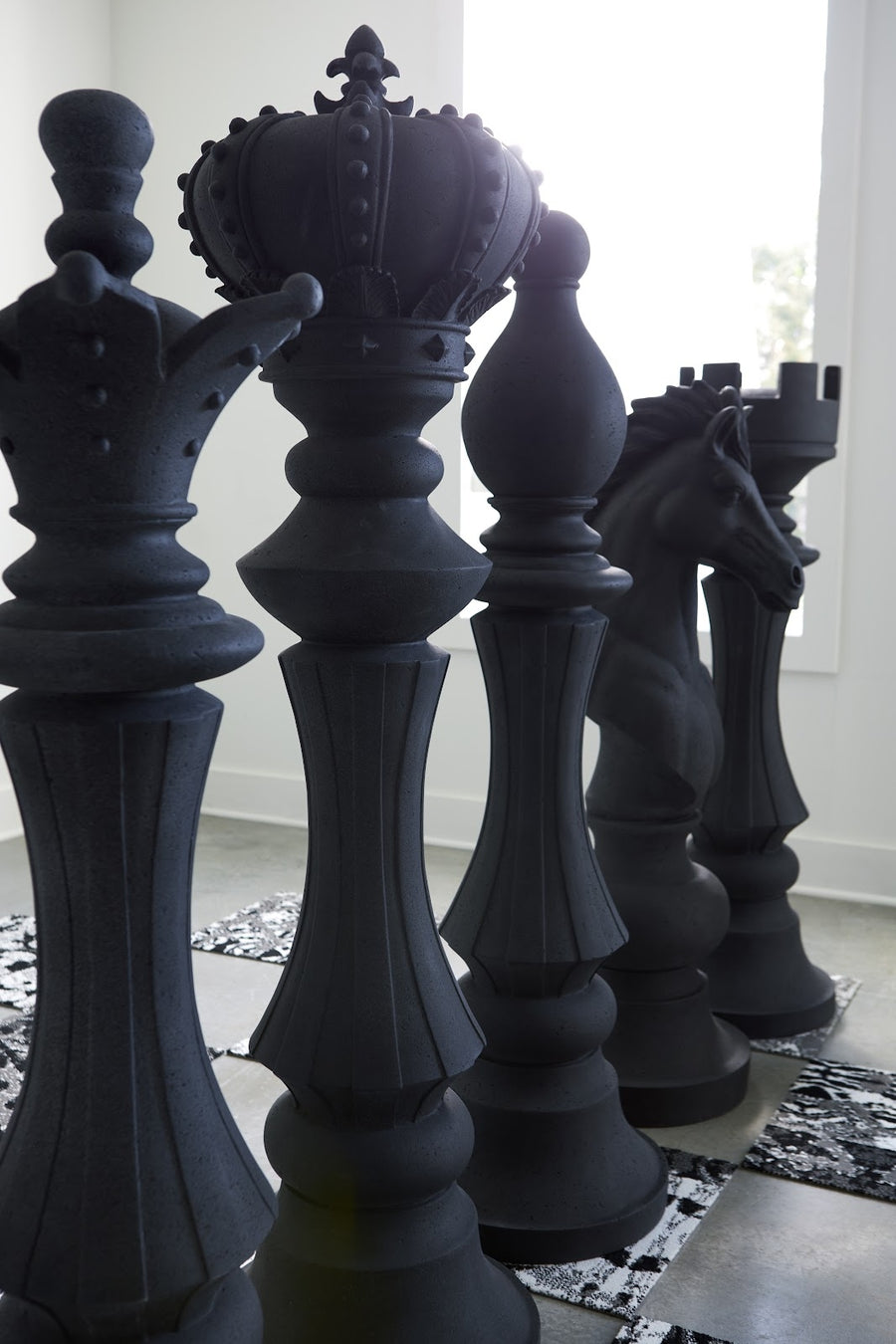Pawn Chess Sculpture, Cast Stone White