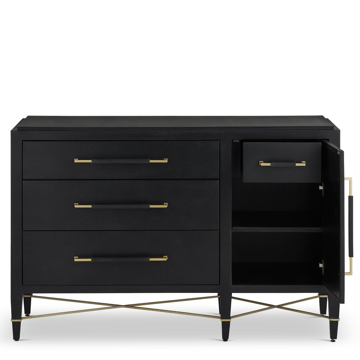 Verona Black Three-Drawer Chest - Maison Vogue
