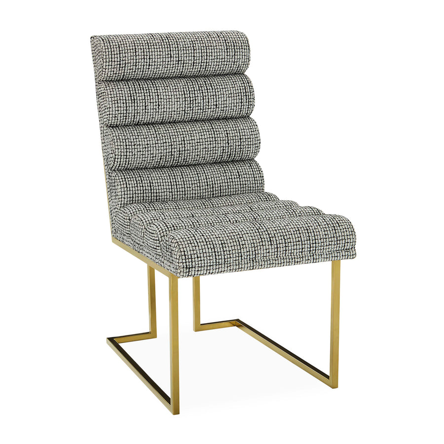 Channeled Goldfinger Dining Chair-Crosshatch Black/White