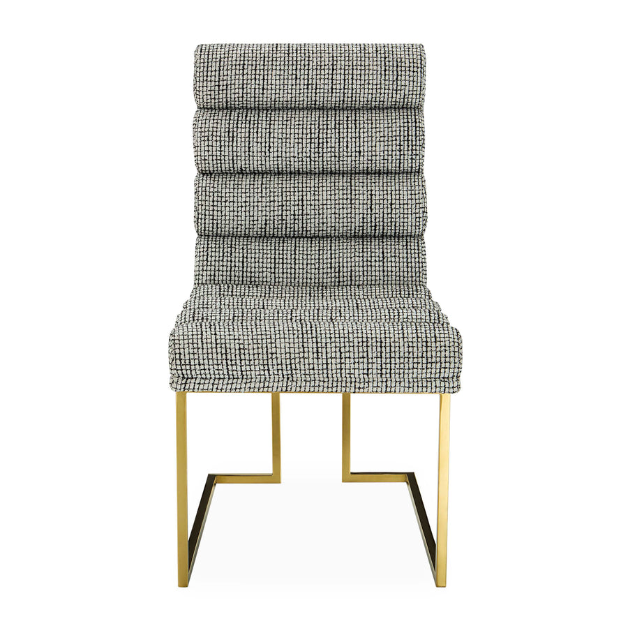 Channeled Goldfinger Dining Chair-Crosshatch Black/White