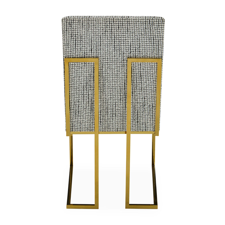 Channeled Goldfinger Dining Chair-Crosshatch Black/White
