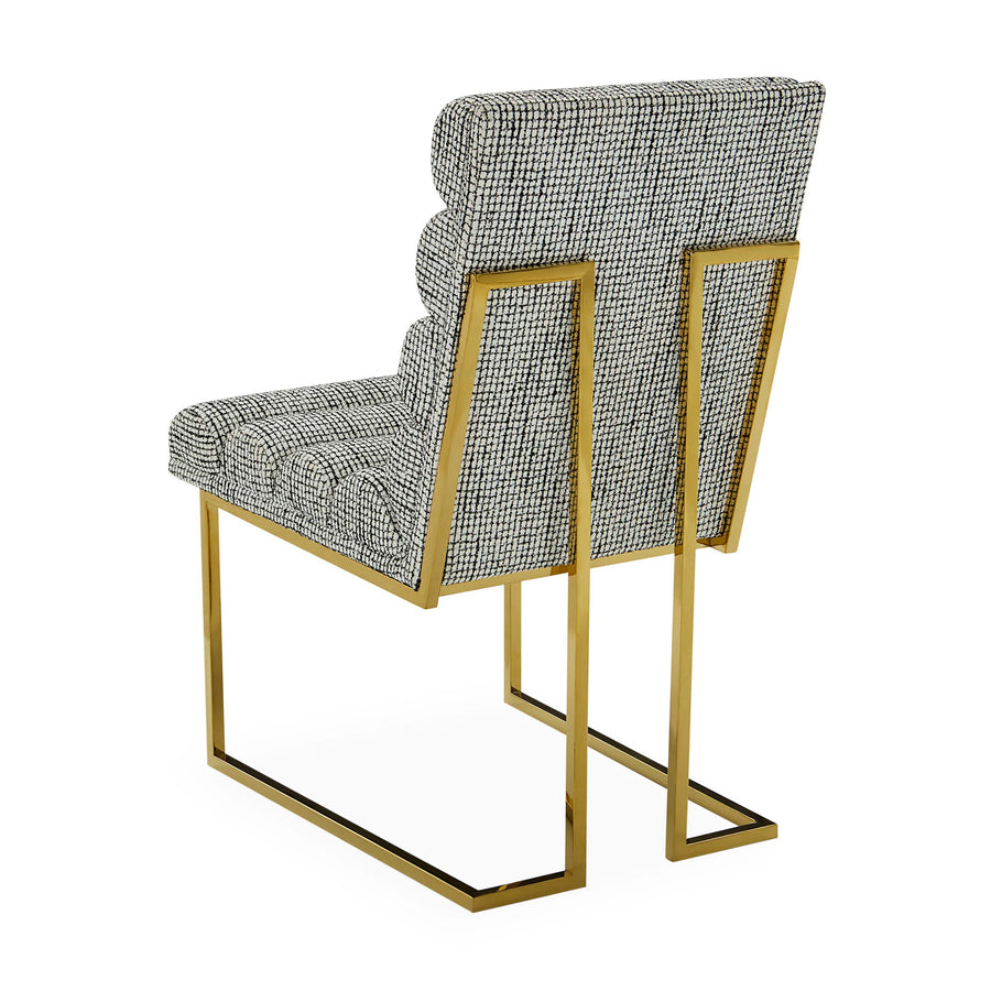 Channeled Goldfinger Dining Chair-Crosshatch Black/White