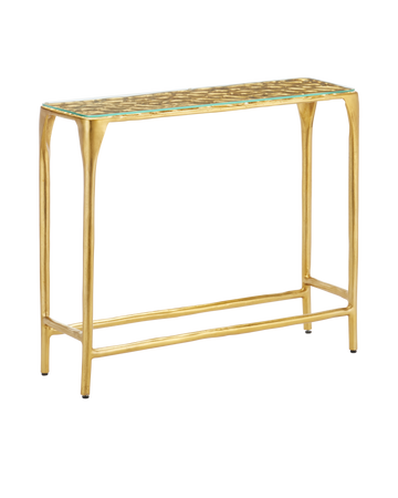 Honeycomb Gold Console Table