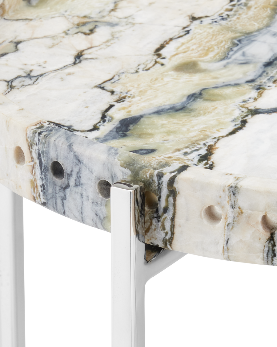 Freya Floral Jade Marble Accent Table