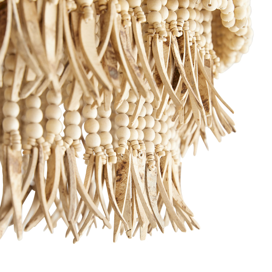 Baja Chandelier-Natural Coco Beads, Antique Brass