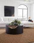 Cornered Coffee Table Natural, Iron, Round - Maison Vogue