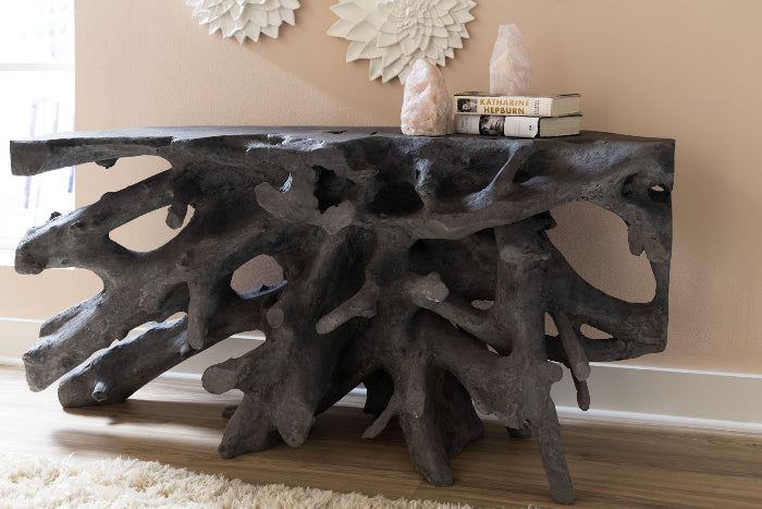 Beau Cast Root Console Table Charcoal Stone