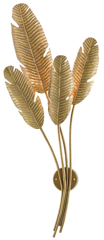 Tropical Brass Multi-Leaf Wall Sconce