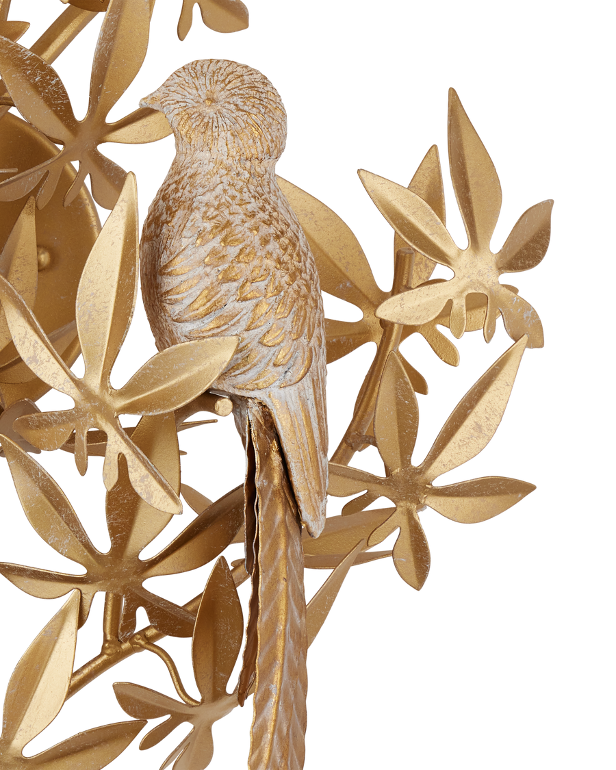 Aviary Gold Wall Sconce, Left