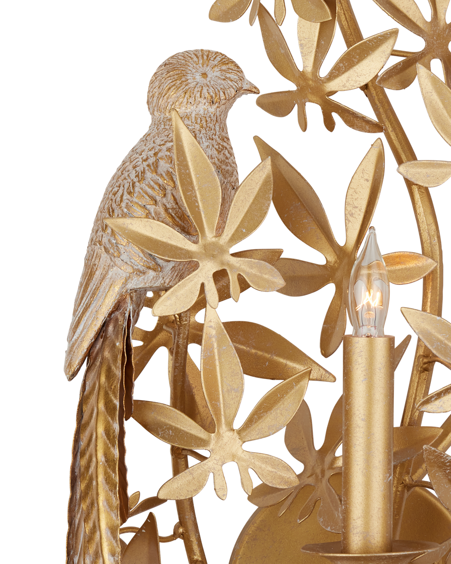 Aviary Gold Wall Sconce, Left