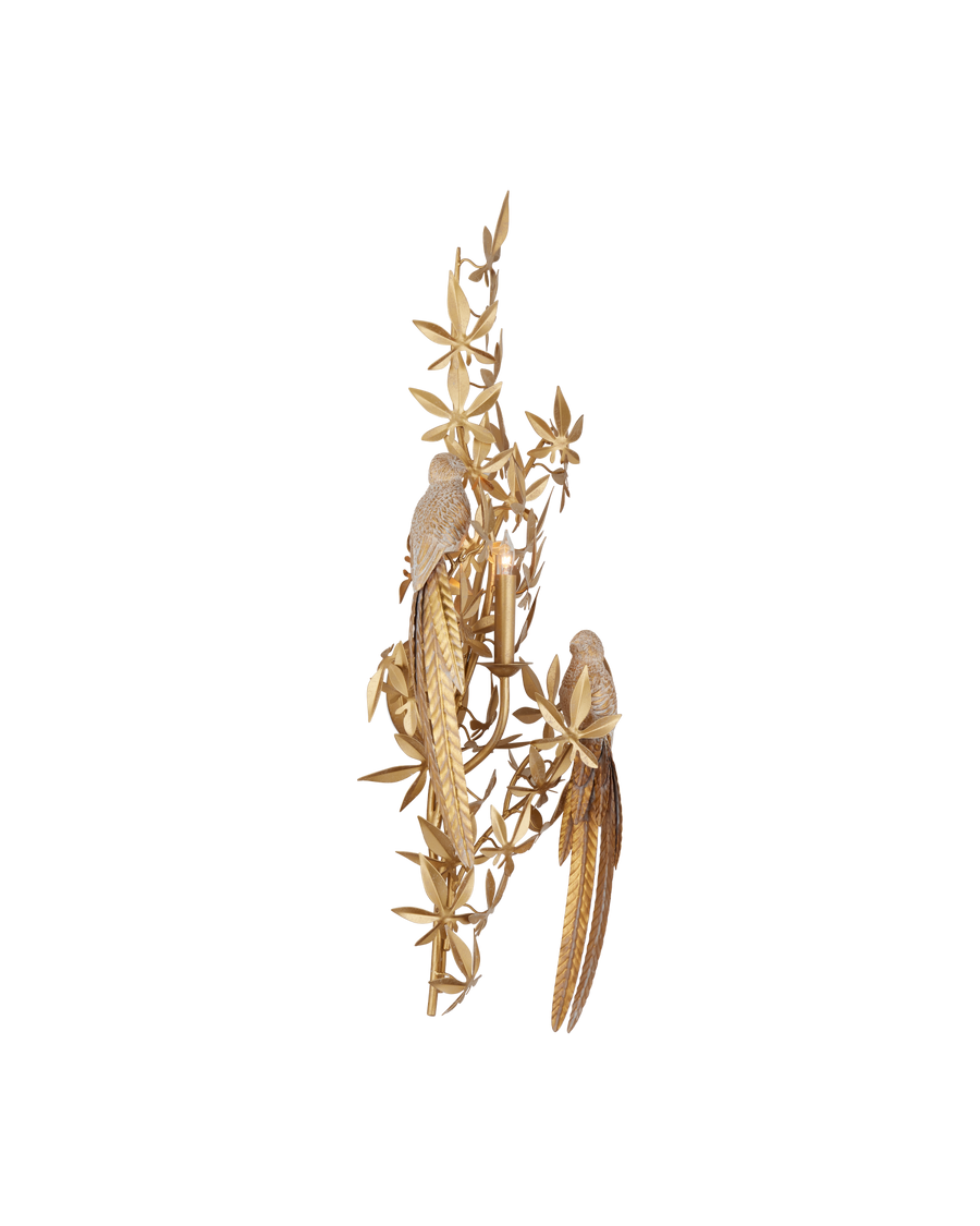 Aviary Gold Wall Sconce, Left