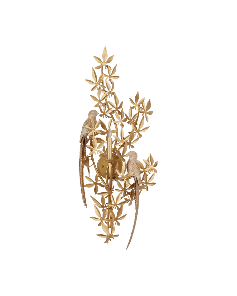 Aviary Gold Wall Sconce, Left