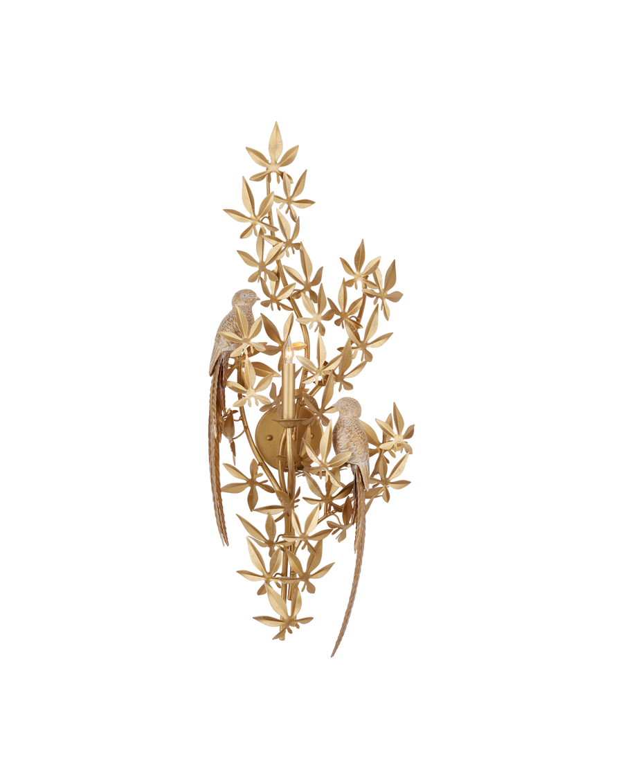 Aviary Gold Wall Sconce, Left
