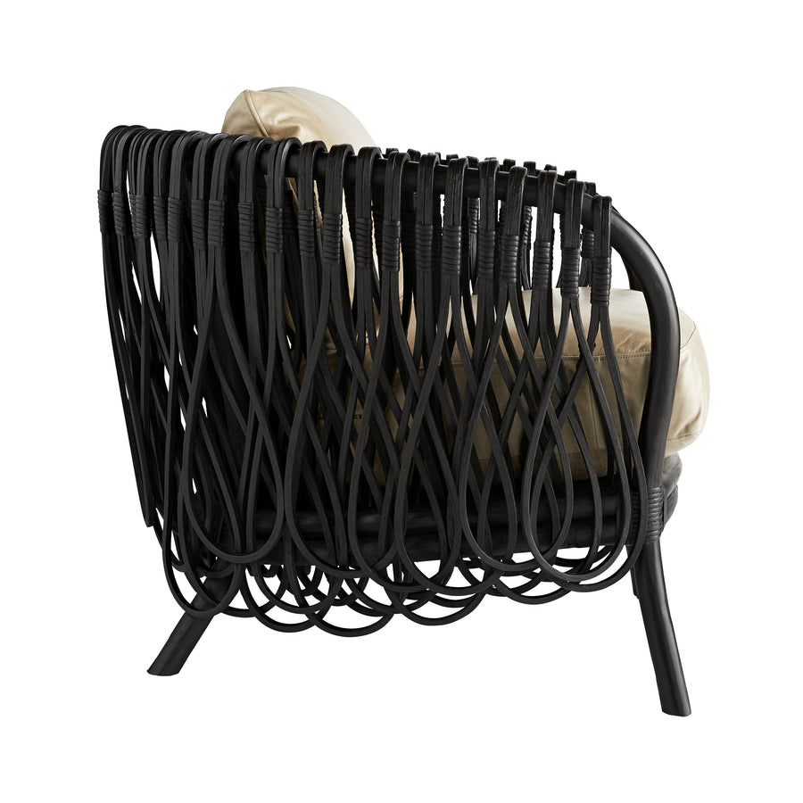 Strata Lounge Chair - Oyster Leather, Black