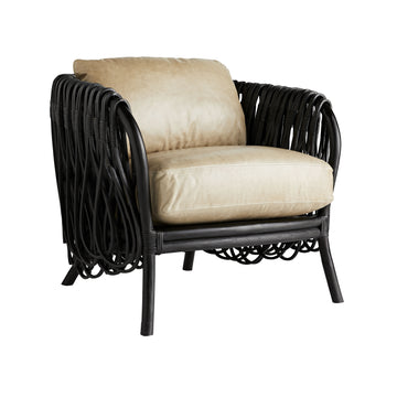Strata Lounge Chair - Oyster Leather, Black