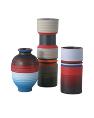 Happy 80's Black, Blue, Red & Orange Vase Set of 3