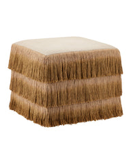 Jute Bronze Fringe Ottoman