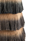 Jute Black Fringe Ottoman