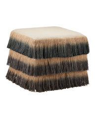 Jute Black Fringe Ottoman