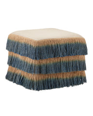 Jute Blue Fringe Ottoman