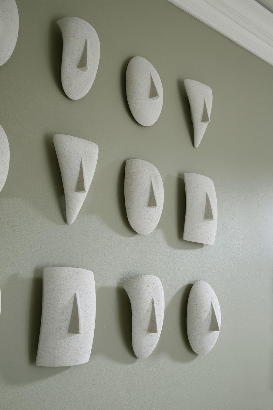 Geometric Cycladic Wall Art Set of 5, White Stone - Maison Vogue