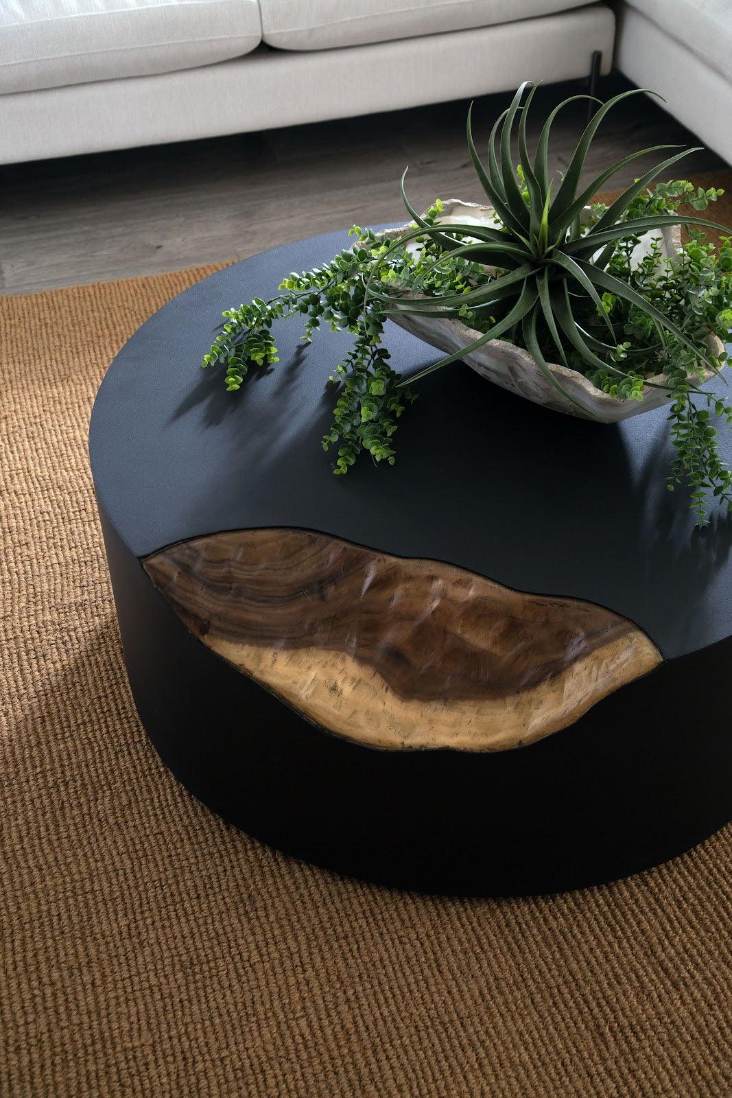 Cornered Coffee Table Natural, Iron, Round - Maison Vogue