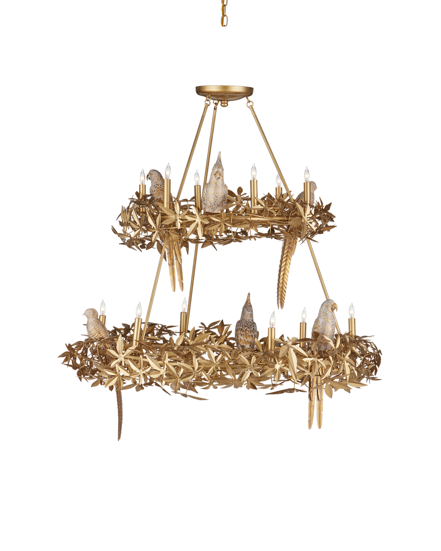 Aviary Gold Two-Tier Chandelier
