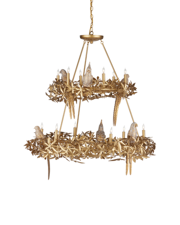 Aviary Gold Two-Tier Chandelier