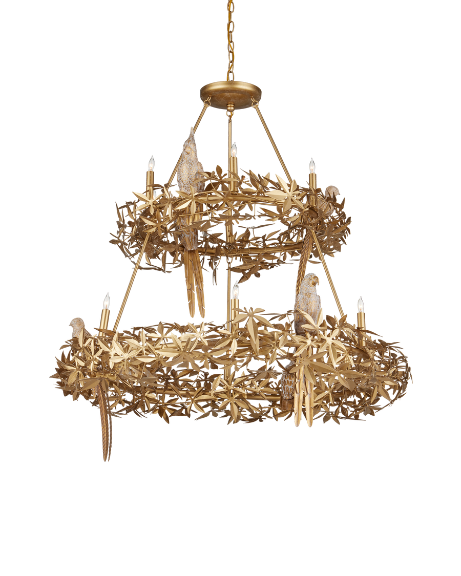 Aviary Gold Two-Tier Chandelier