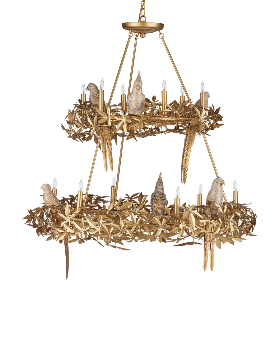 Aviary Gold Two-Tier Chandelier