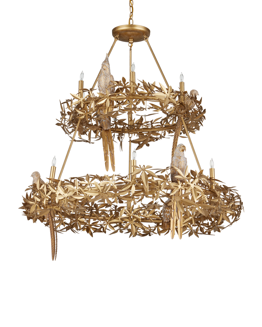 Aviary Gold Two-Tier Chandelier