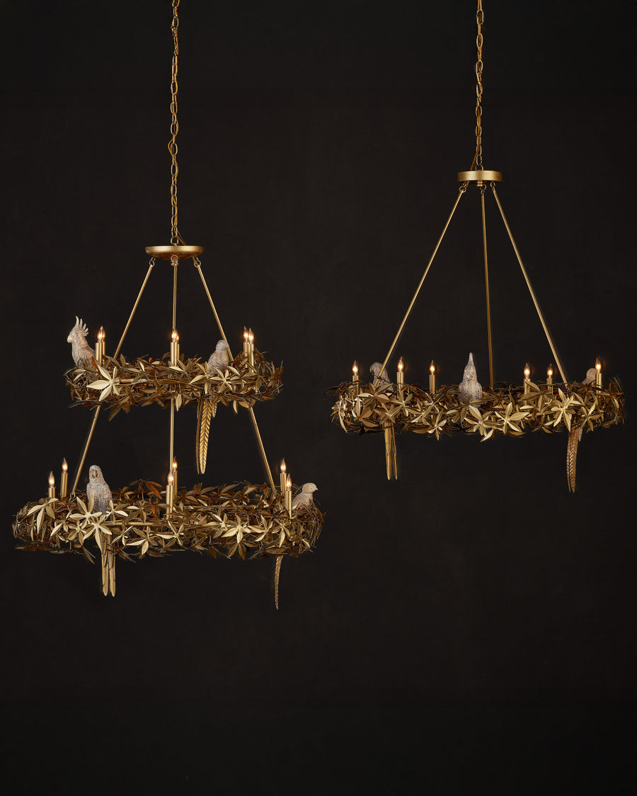 Aviary Gold Two-Tier Chandelier