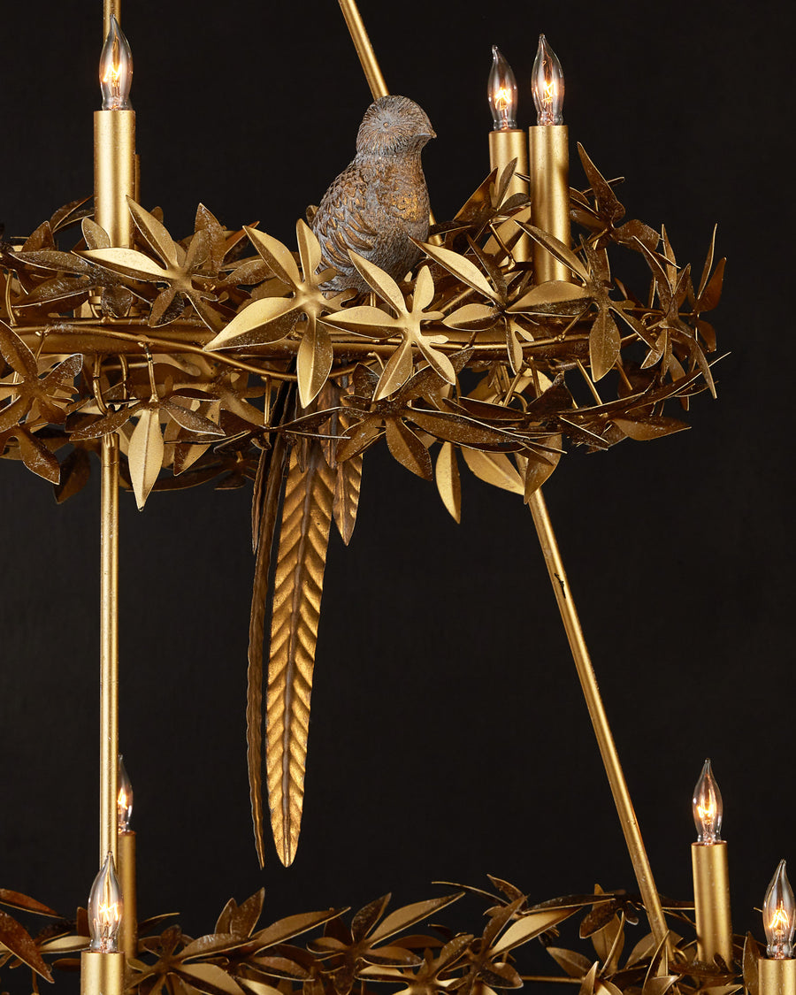 Aviary Gold Two-Tier Chandelier
