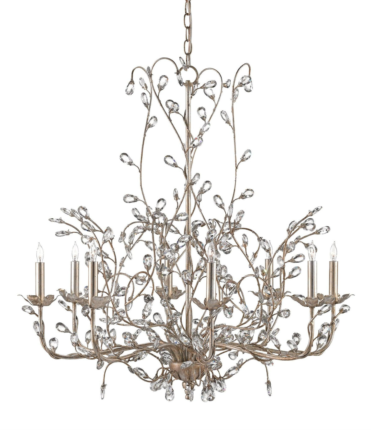 Crystal Bud Large Silver Chandelier - Maison Vogue