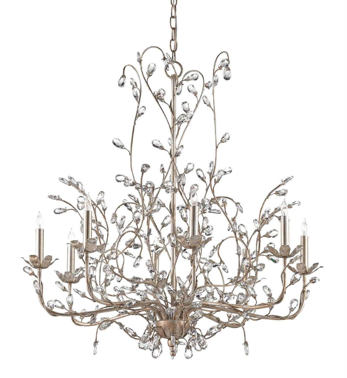 Crystal Bud Large Silver Chandelier - Maison Vogue