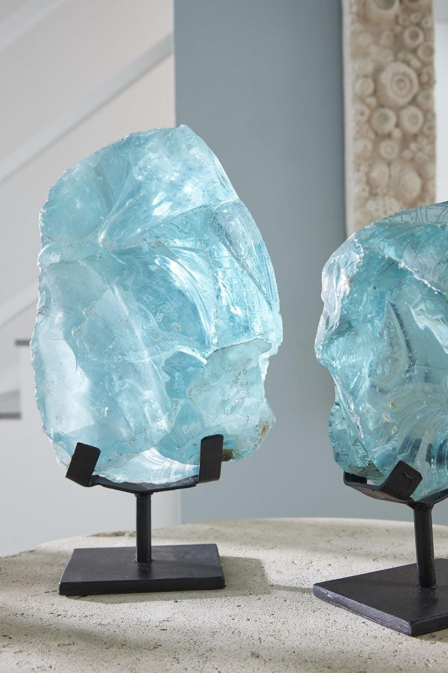 Refractory Glass Sculpture Blue, On Base - Maison Vogue