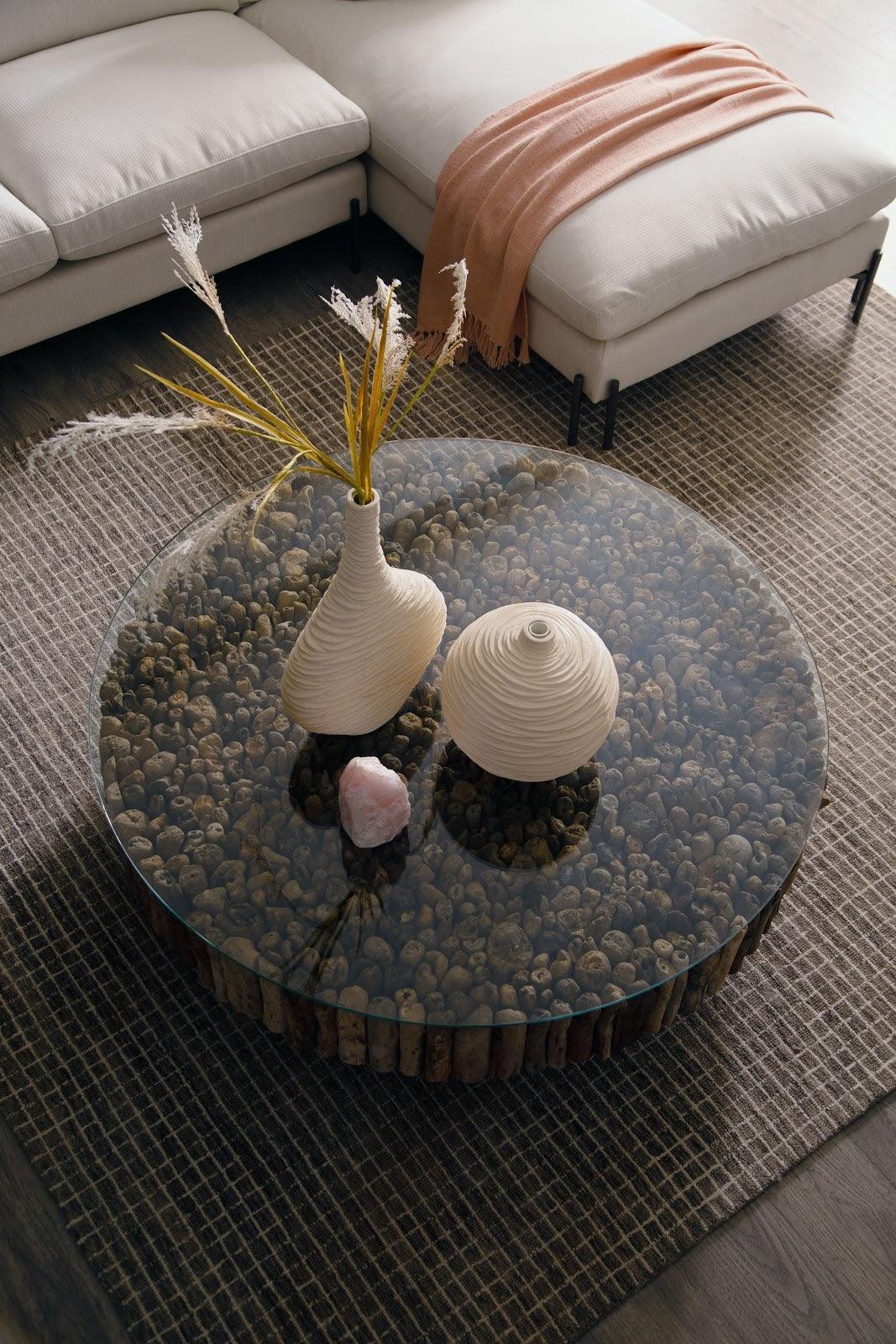 Manhattan Coffee Table Round, with Glass - Maison Vogue