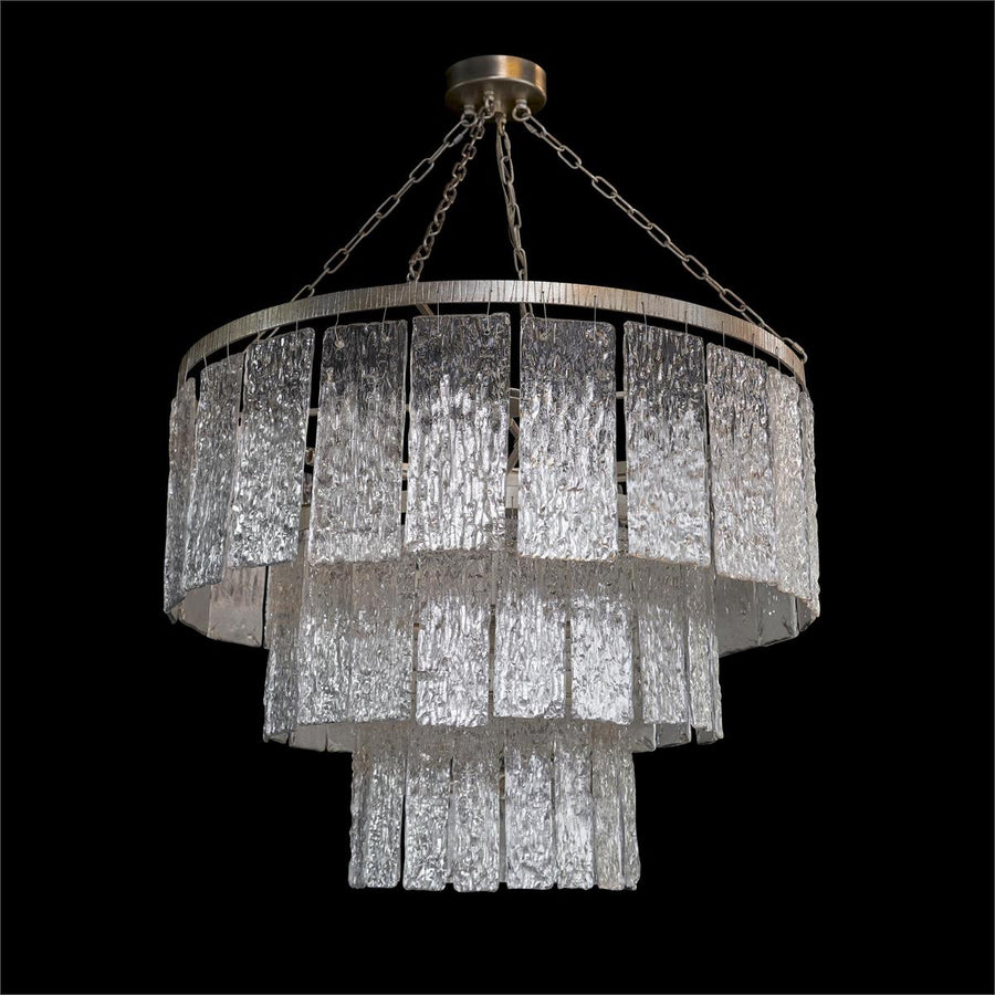 Twilight Sixteen-Light Slumped Glass Chandelier, Silver