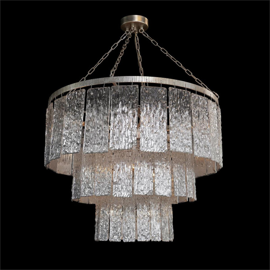 Twilight Sixteen-Light Slumped Glass Chandelier, Silver