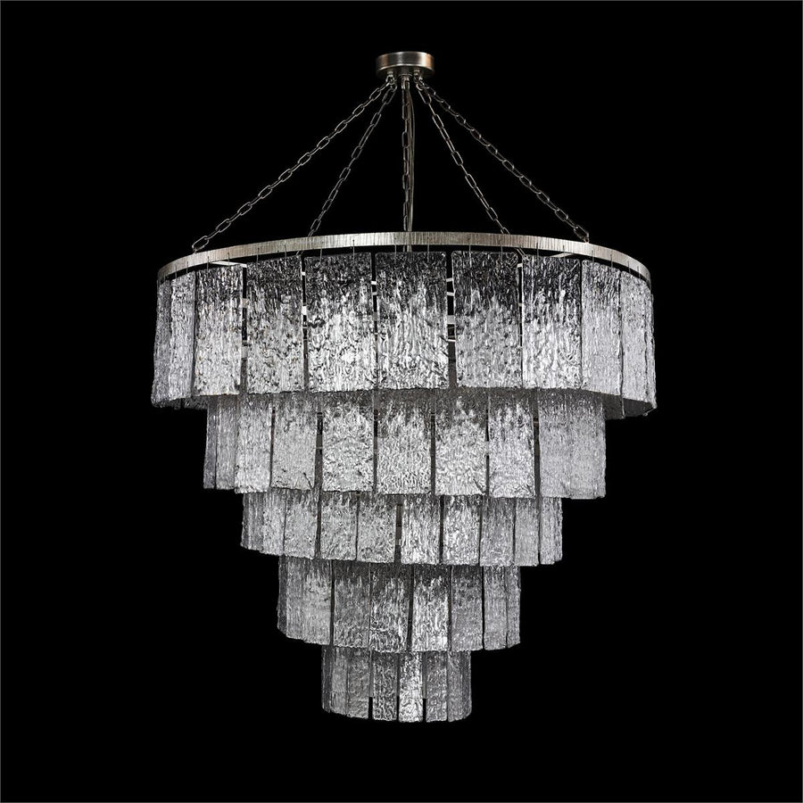 Twilight Twenty-Four-Light Slumped Glass Chandelier, Silver