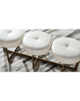 White Leather Button Bench